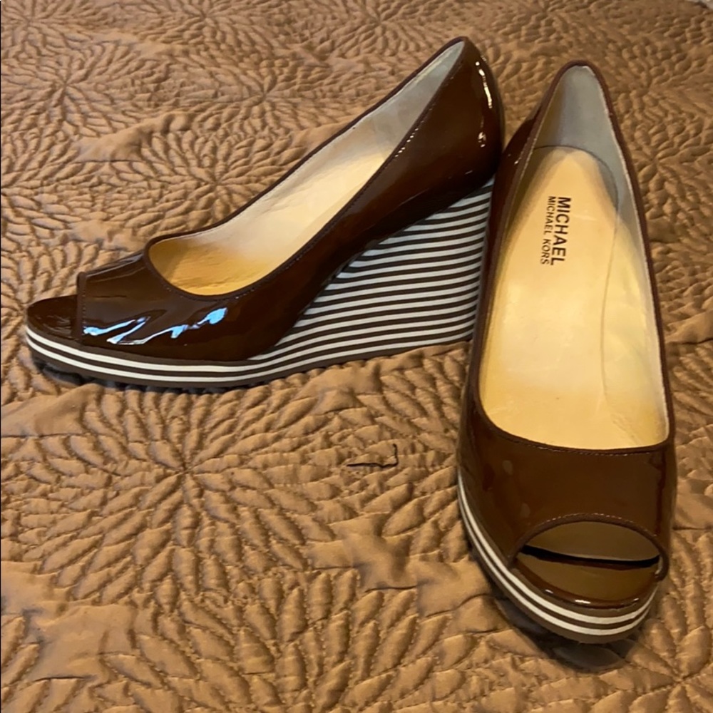 Michael Kors peep toe wedges